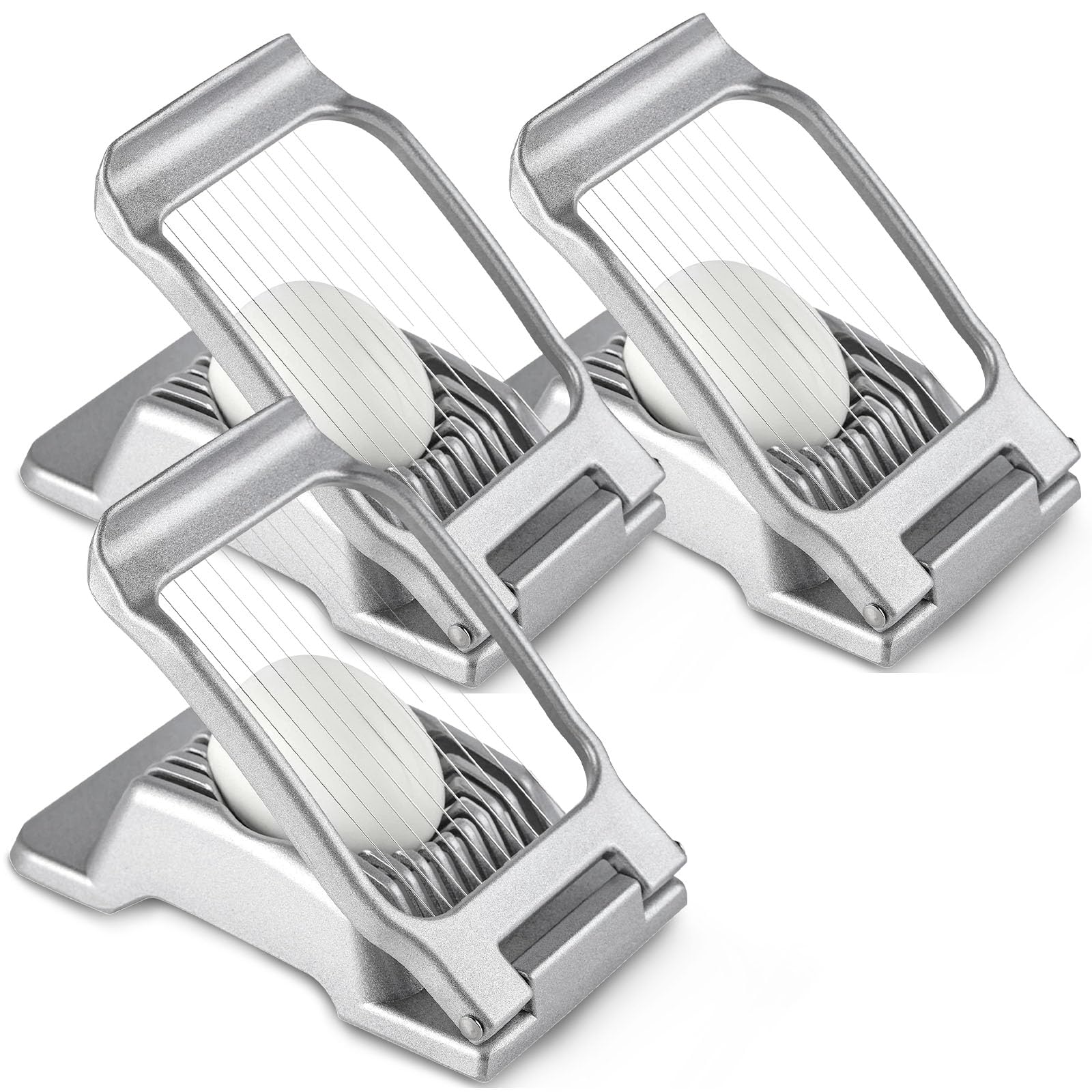 3 Packs Egg Slicer, Strawberry Slicers, Multipurpose Egg Cutter for Boiled with Stainless Steel Wire, Heavy Duty Aluminium Cutter Dishwasher Safe for Strawberry Soft Fruit and Food