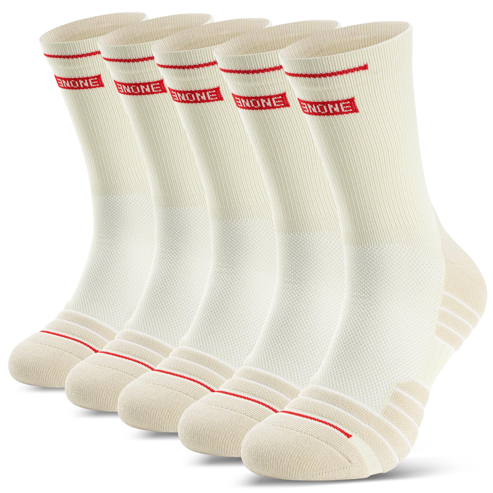 RUIXUE Mens Sports Hiking Socks, Breathable Walking Socks Cushioned Anti Blister Crew Sock Outdoor Multi Performance Sock for Trekking Running (5 Pairs/6 Pairs)