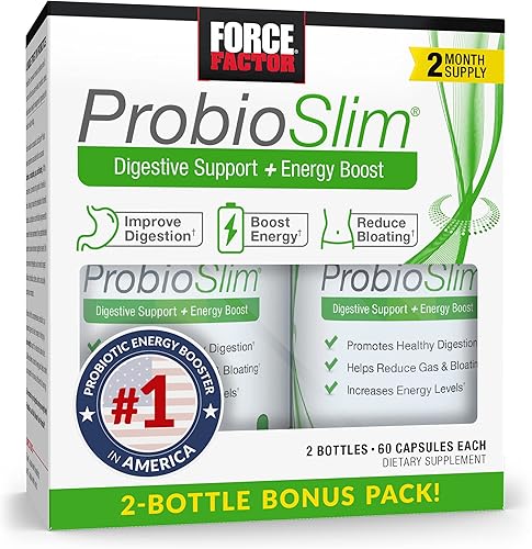 Vista 30 de Force Factor ProbioSlim, suplemento probiótico para mujeres y hombres con probióticos y extracto de té verde, reduce los gases, la hinchazón