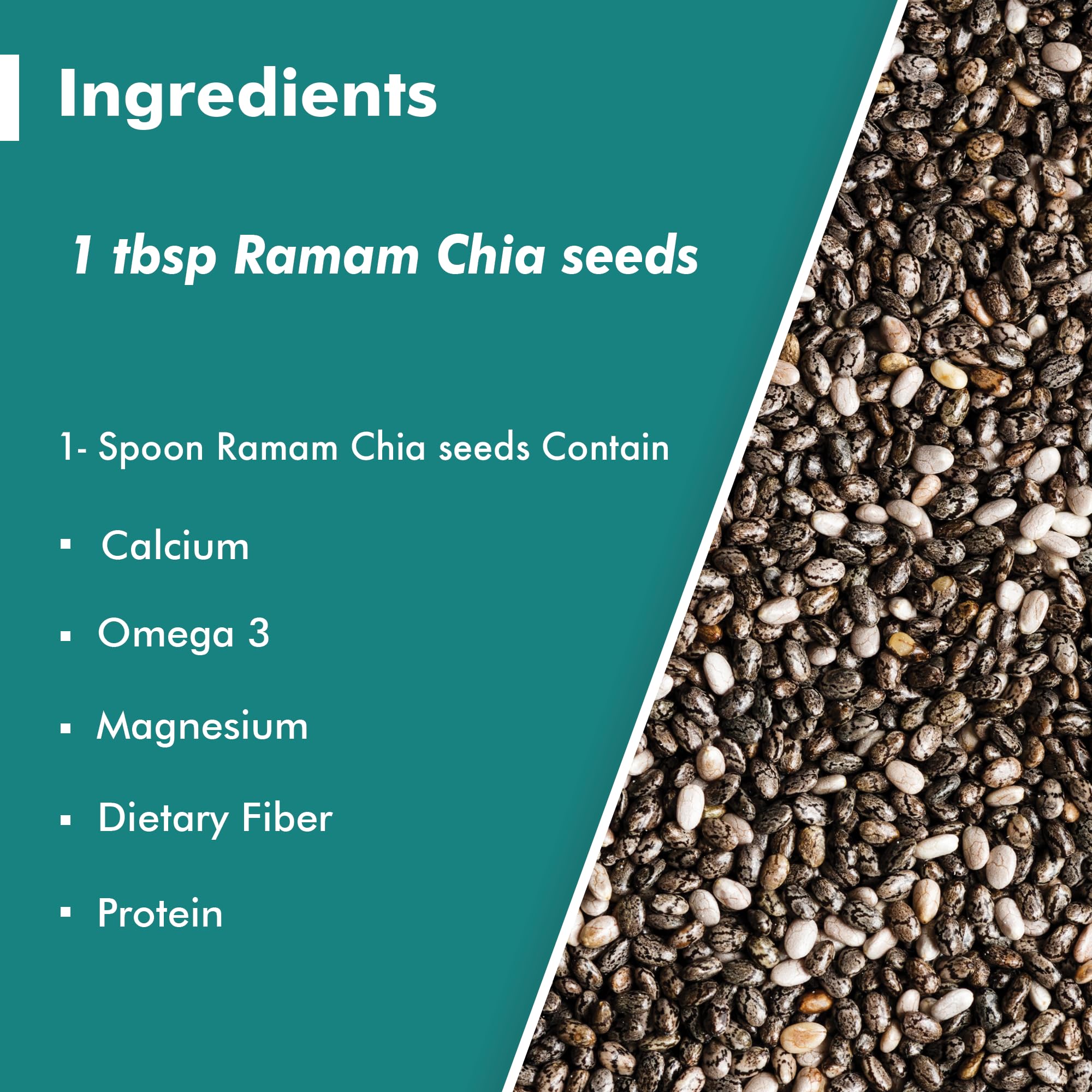 Ramam Chia seeds 1kg For Weight Management | Natural Chia Seeds for Eating - Rich in Omega 3| High Protein seeds | Gluten Free |Helps in Manage Cholesterol level & Blood Pressure - 500g(Pack of 2) 2