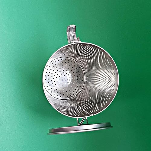 Miniatura 3 de Colador alto perforado de acero inoxidable 188 de grado comercial de 3.9 pulgadas x 6.9 pulgadas de alto, sistema de bloqueo de un solo toque, uso