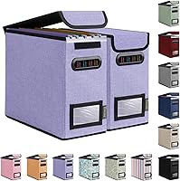 Vista 16 de Caja organizadora de archivos BALEINE con tapa, organizador de carpetas de archivos plegable con deslizador de plástico, caja de carpetas