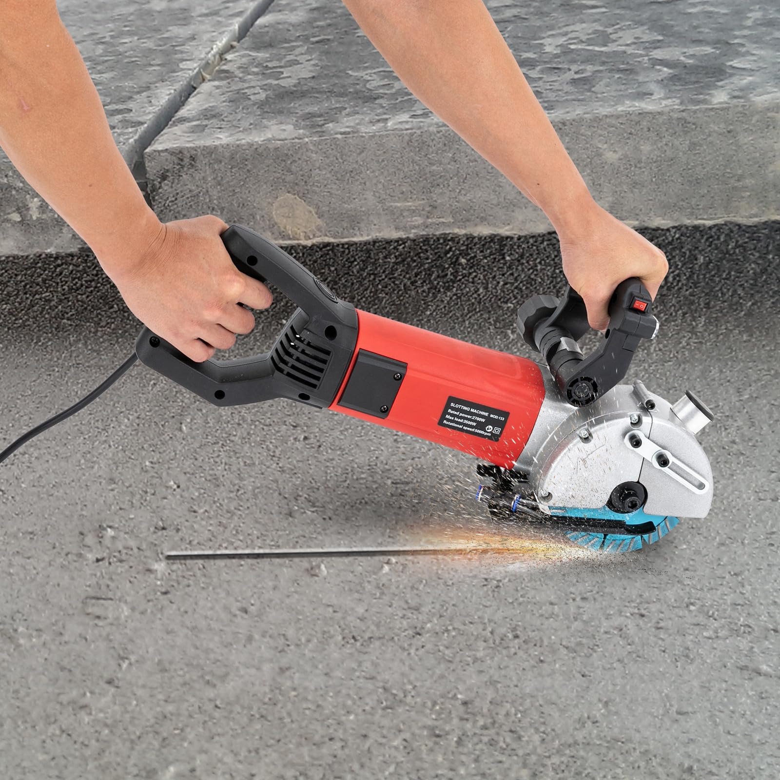 Scanalatrice per muri 3500 W con guida laser, tagliatrice calcestruzzo 40 x 42 mm