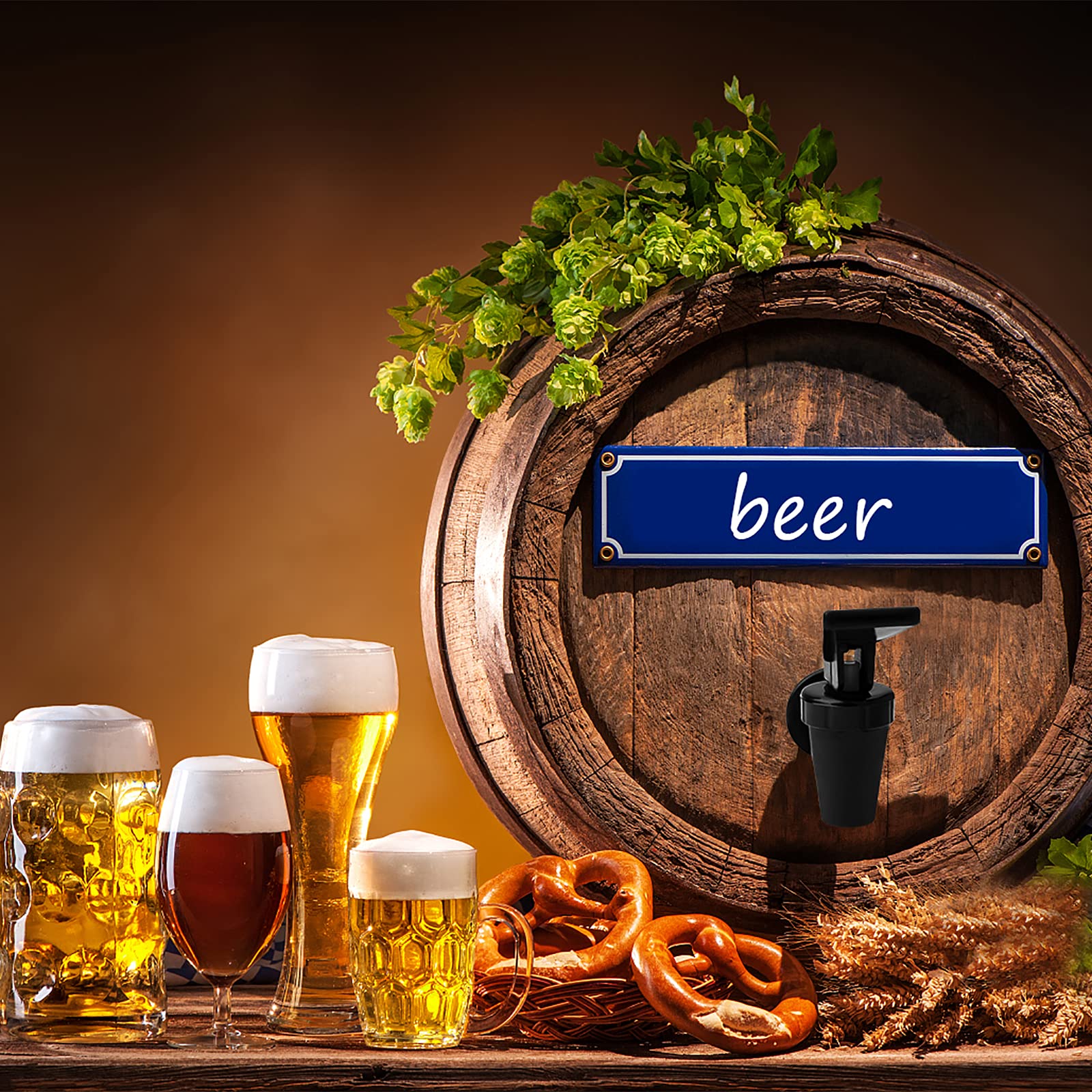 Set di 4 dispenser per bevande in plastica, per fusti di birra, bicchieri, caffè, succhi, fontana, in bianco e nero