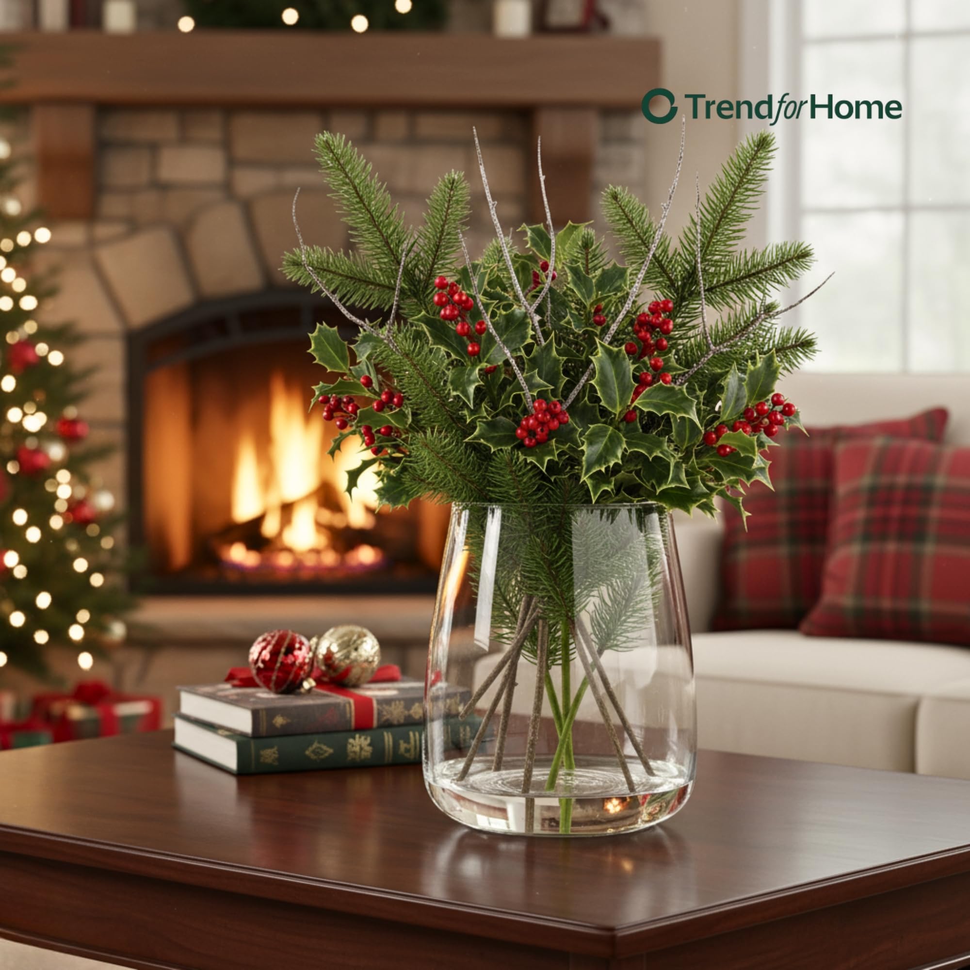 TREND FOR HOME Vaso Grande da Interno A: 22.7 cm Vetro Trasparente Rotondo per Pampas per Rose Tulipani Decorazioni Matrimonio Fiori, Ø 19 cm, 5090 ml, Zinnia