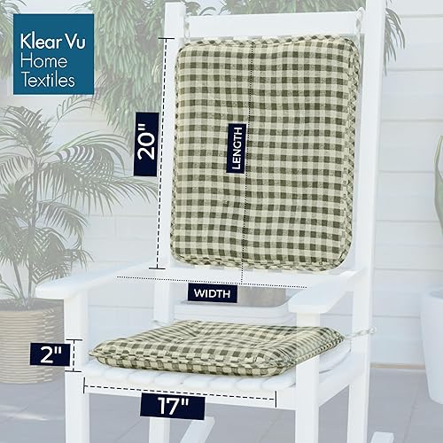 Miniatura 4 de Klear Vu Juego de cojines para silla mecedora de porche para uso en interiores y exteriores, ensamblados en los Estados Unidos, almohadillas de