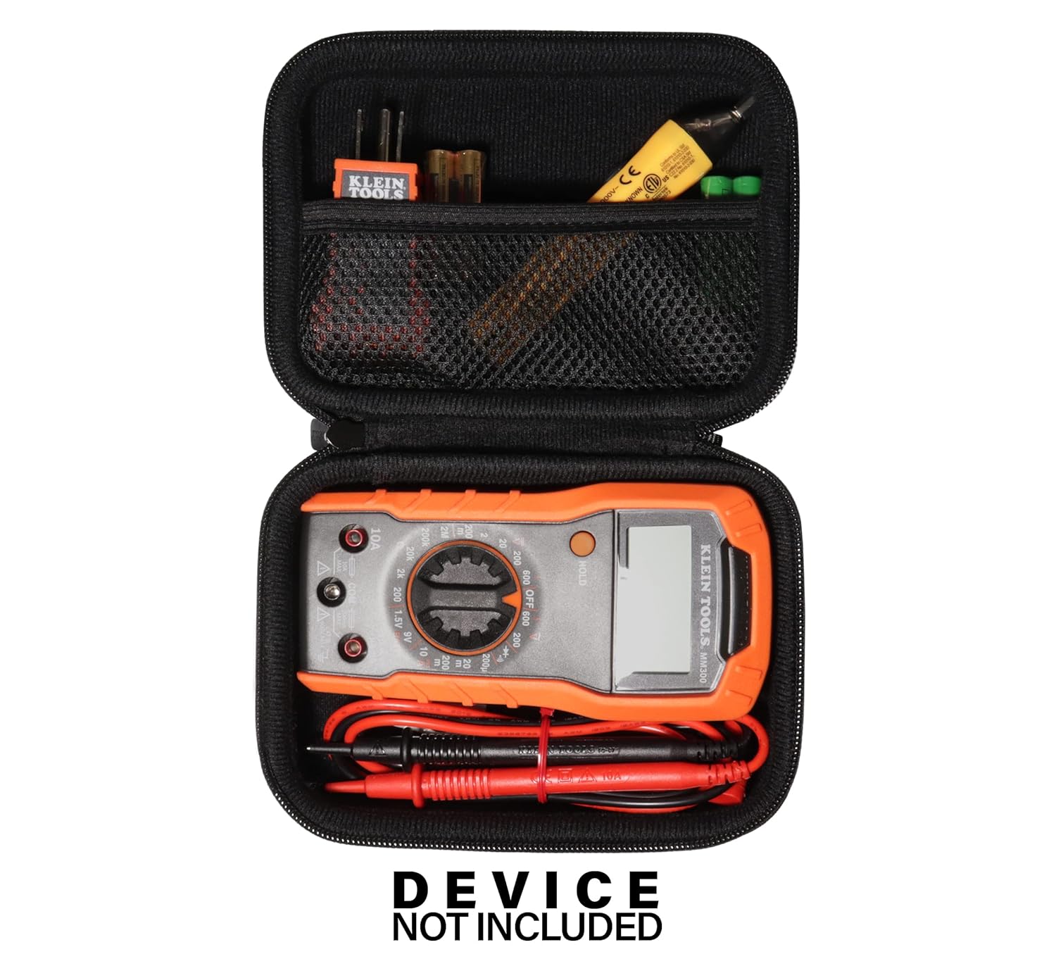 CaseSack Organizing Case for Klein Tools 69149P Electrical Test Kit with Digital Multimeter, Noncontact Voltage Tester and Electrical Outlet Tester, Leads and Batteries