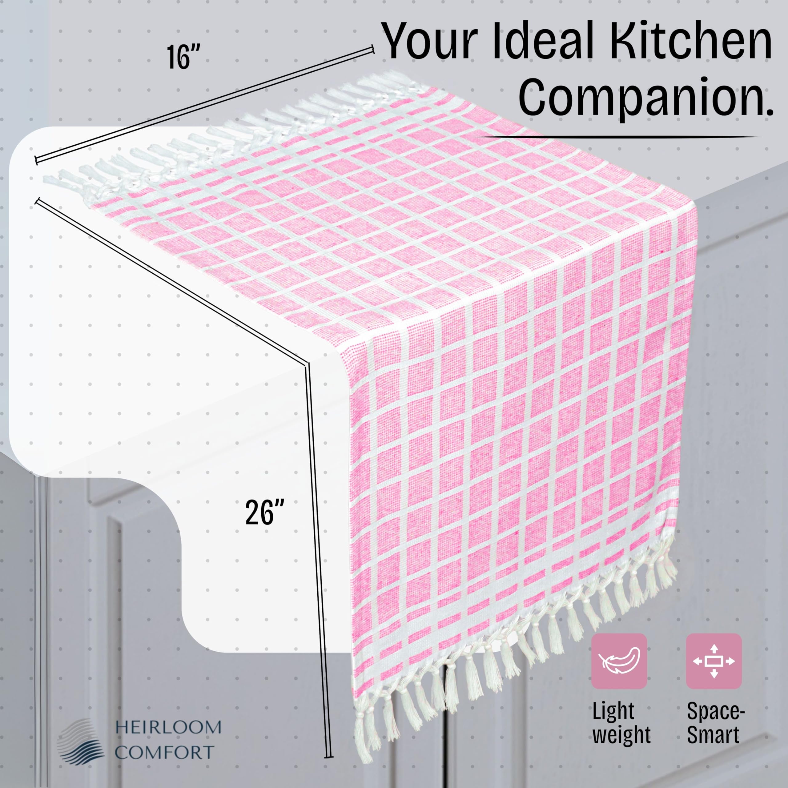 Strofinacci da cucina a matrice punteggiata di rose e naturali, confezione da 12 pezzi, 40 x 66 cm, 100% cotone, nappe decorative, assorbenti e ad asciugatura rapida, per uso