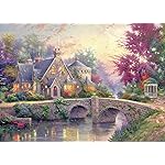Jigsaw Puzzles for Adults 1000 Pieces Country House Puzzles Spring Landscape Puzzle Picturesque Bridge 1000 Piece Jigsaw Puzzle DIY Challenging Game Toys Gift