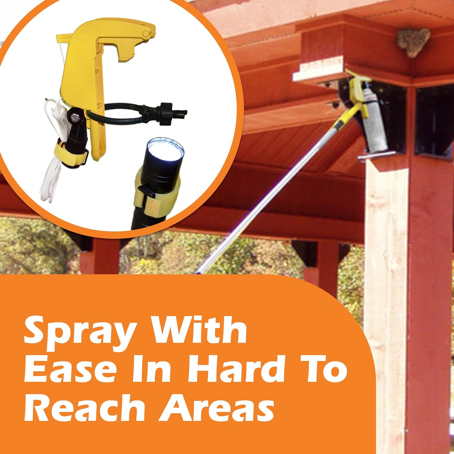 Pro USA-Made Flash Combination Kit - Includes Angled Scraper, Powder Duster, LED Flashlight & 12ft. Spray Can Extension Pole - Pest Control for Hard-to-Reach Areas