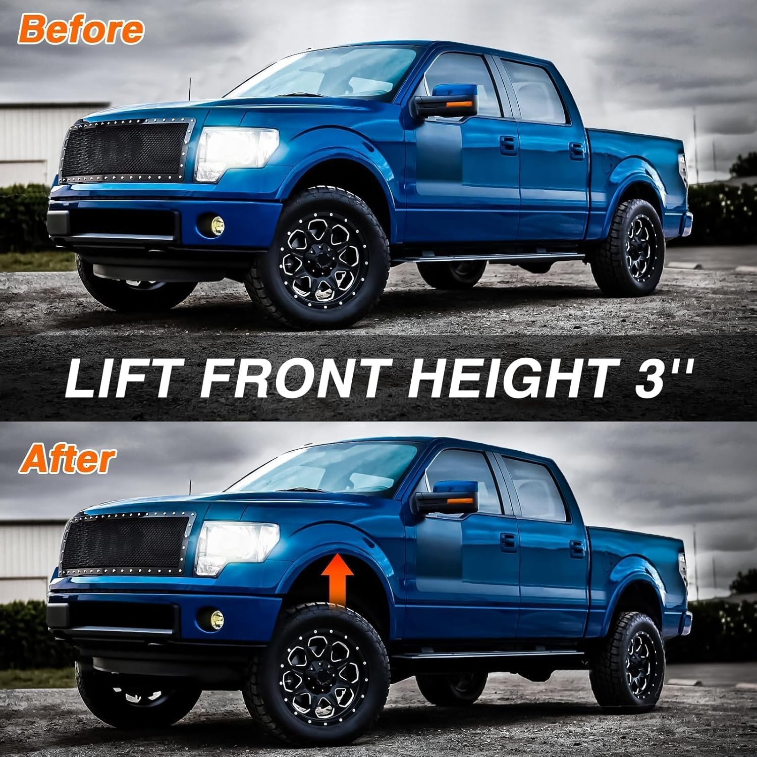 3" Level Lift Kits, Front Suspension Strut Spacer Lift Kit Compatible with Ford F150 2004-2024 Expedition 2003-2018, Lincoln Mark LT, 2 PCS Aluminium Alloy Front Chassis Leveling Lift Kits