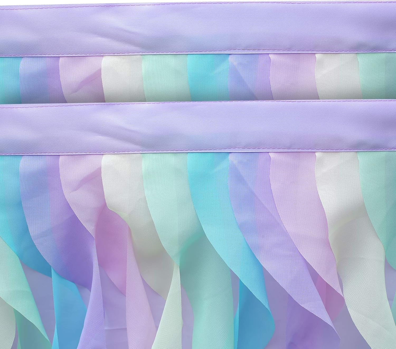rismart Hanging Tulle Table Skirt Tutu Table Clothing for Birthday Wedding Parties Bed Decor Rainbow 77 H x L 187 cm - Image 5