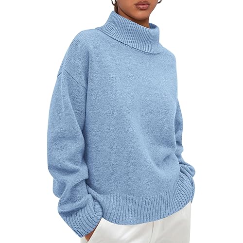 PRETTYGARDEN Womens Turtleneck Long Sleeve Sweater 2026 Fall Trendy Loose Fit Casual Tops Chunky Knit Pullover Sweaters