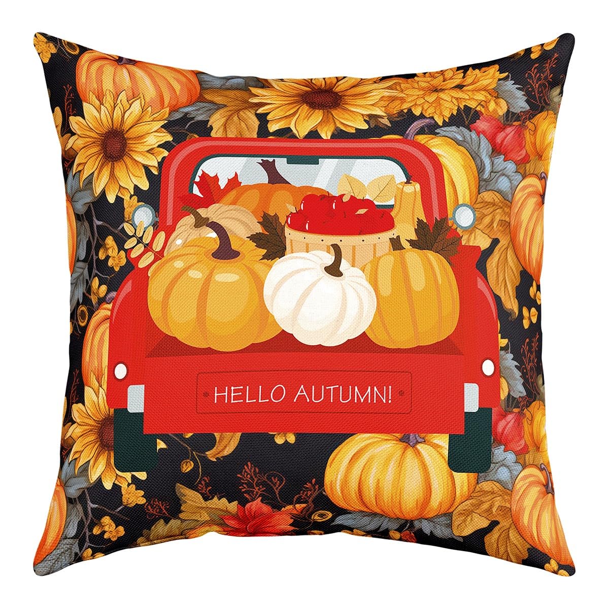 4 Federe Per Cuscini 45x45 Cm Con Zucca Autunnale Grigia - RABUSOFA, Decorazioni Ringraziamento Per Divano E Camera Da Letto