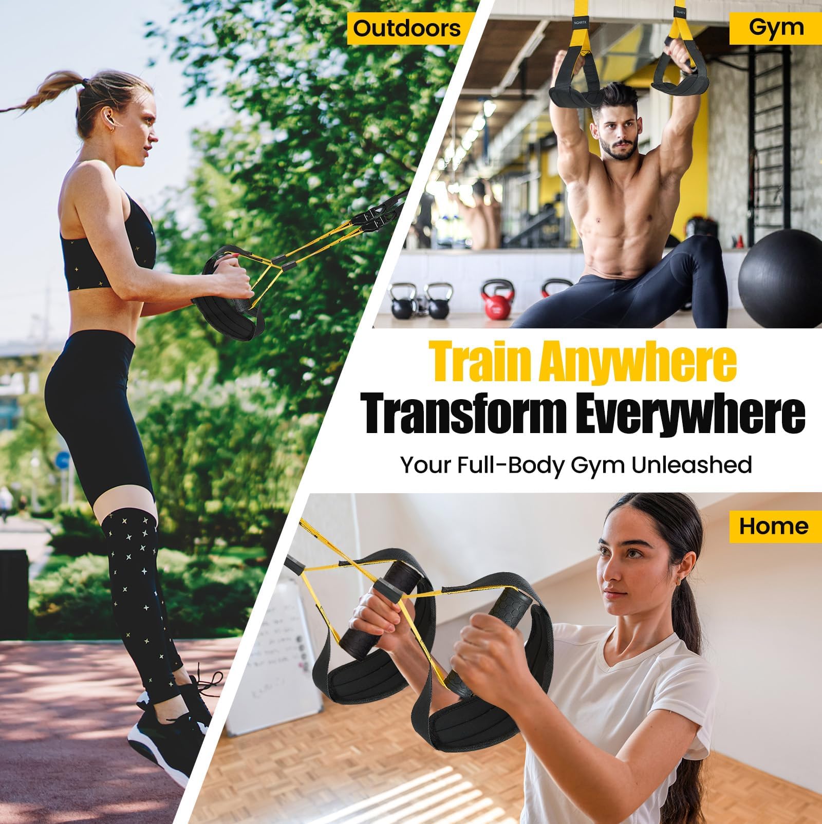 Schlingentrainer Set für Zuhause – Professioneller TRX Sling Trainer mit Türanker & Widerstandsbändern – Schlingentraining für Ganzkörpertraining, Homegym & Reisen, mit Tragetasche & Anleitung