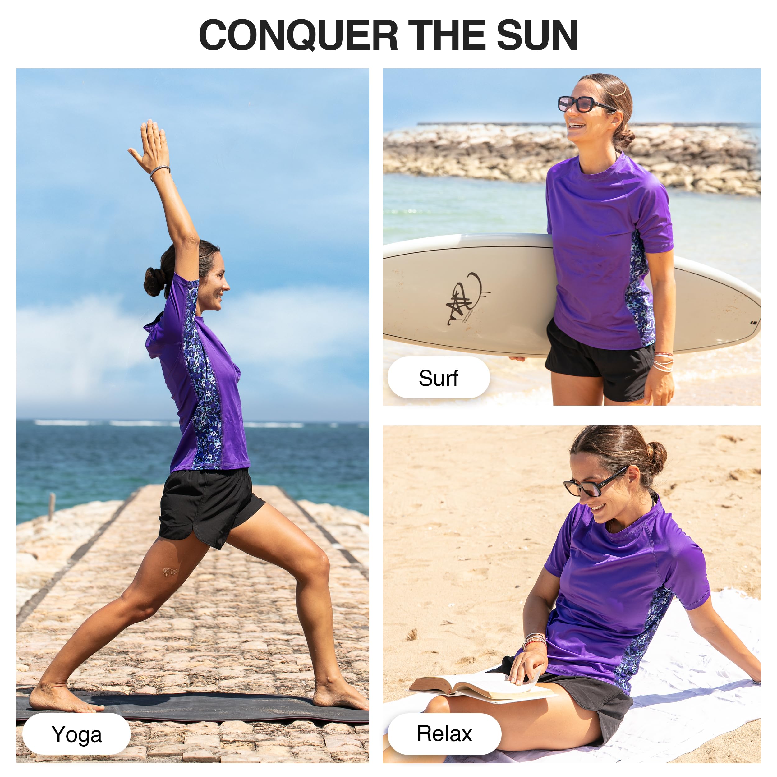 Kanu Surf Breeze Damen Rashguard & Workout Top mit LSF 50+, kurzärmelig