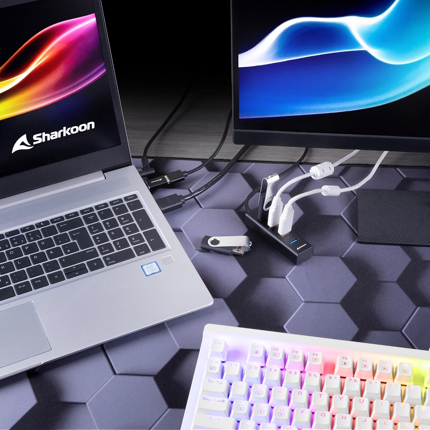 Sharkoon 4-Port USB 3.2 GEN 1 Aluminium Hub - Black