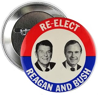 Reagan Bush '84 Campaign Republican 8 Pcs Red, Blue Pinback 1.25" Pins for Jackets, Backpacks, etc.