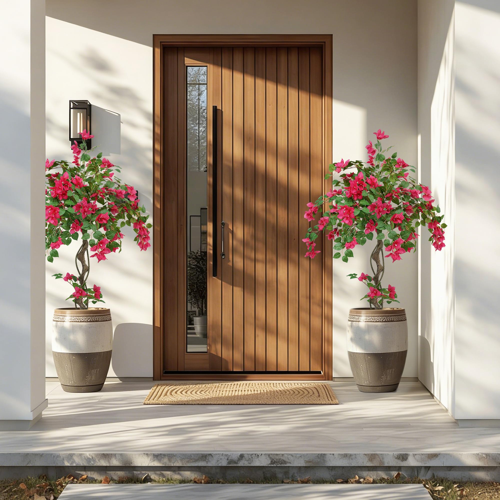 Kunstpflanze wie echt Künstlicher Bougainvillea Baum im Topf 140cm | Künstliche Pflanzen Groß mit Blüten, UV-beständige PE Blätter, Kunstbaum Wetterfest für Wohnzimmer Eingang Flur Balkon Garten