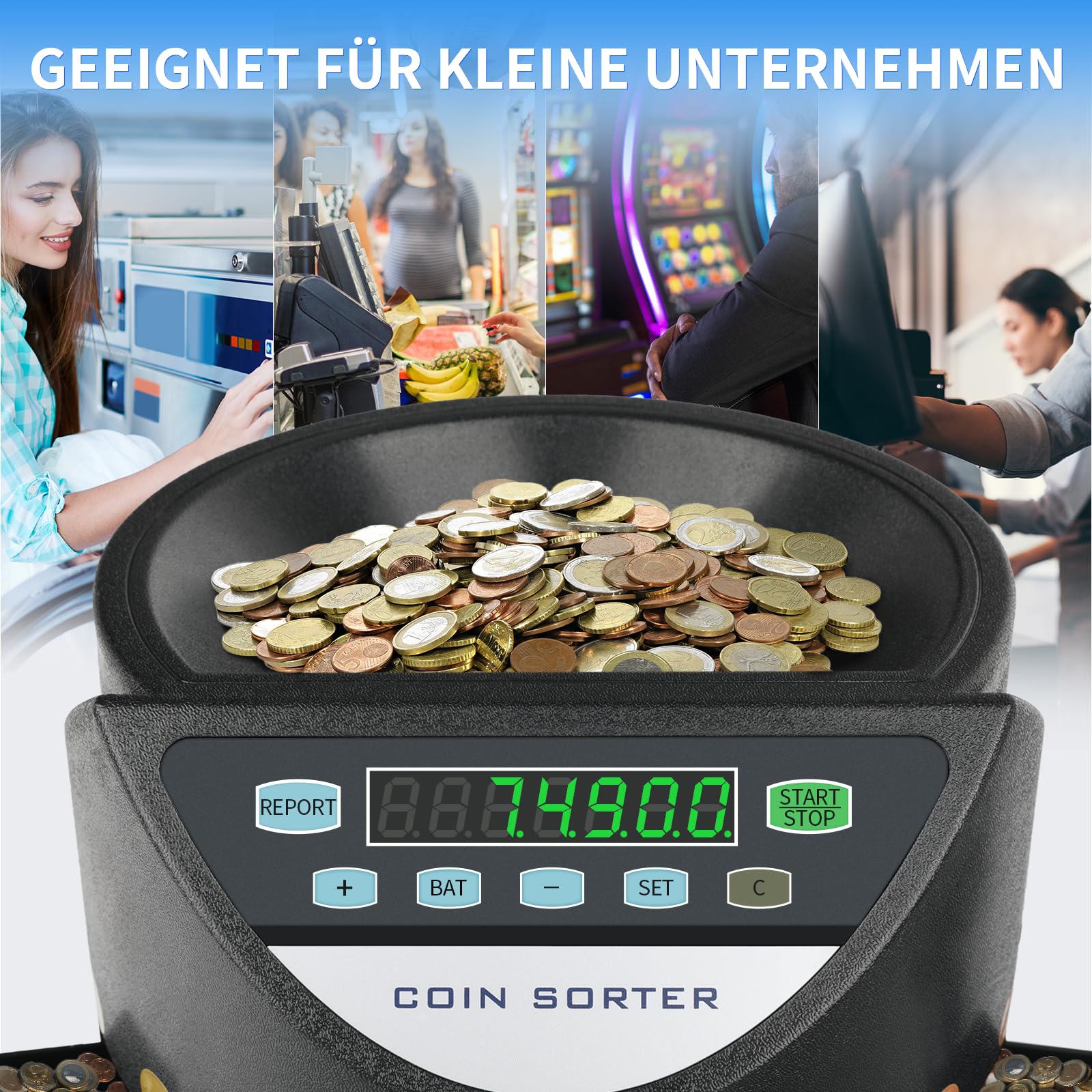 Automatischer Euro Münzzähler & -sortierer Geldzählmaschine