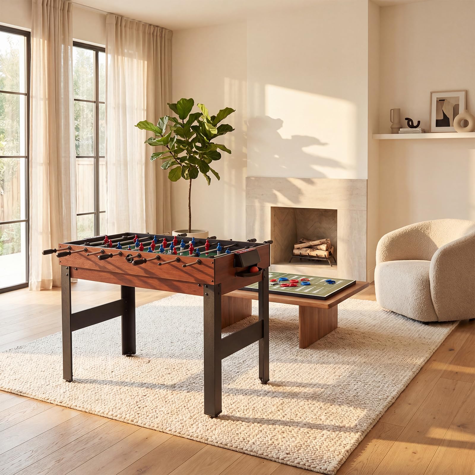 GOPLUS 14-en-1 Table Babyfoot, Backgammon, Morpion, 109x58x152cm