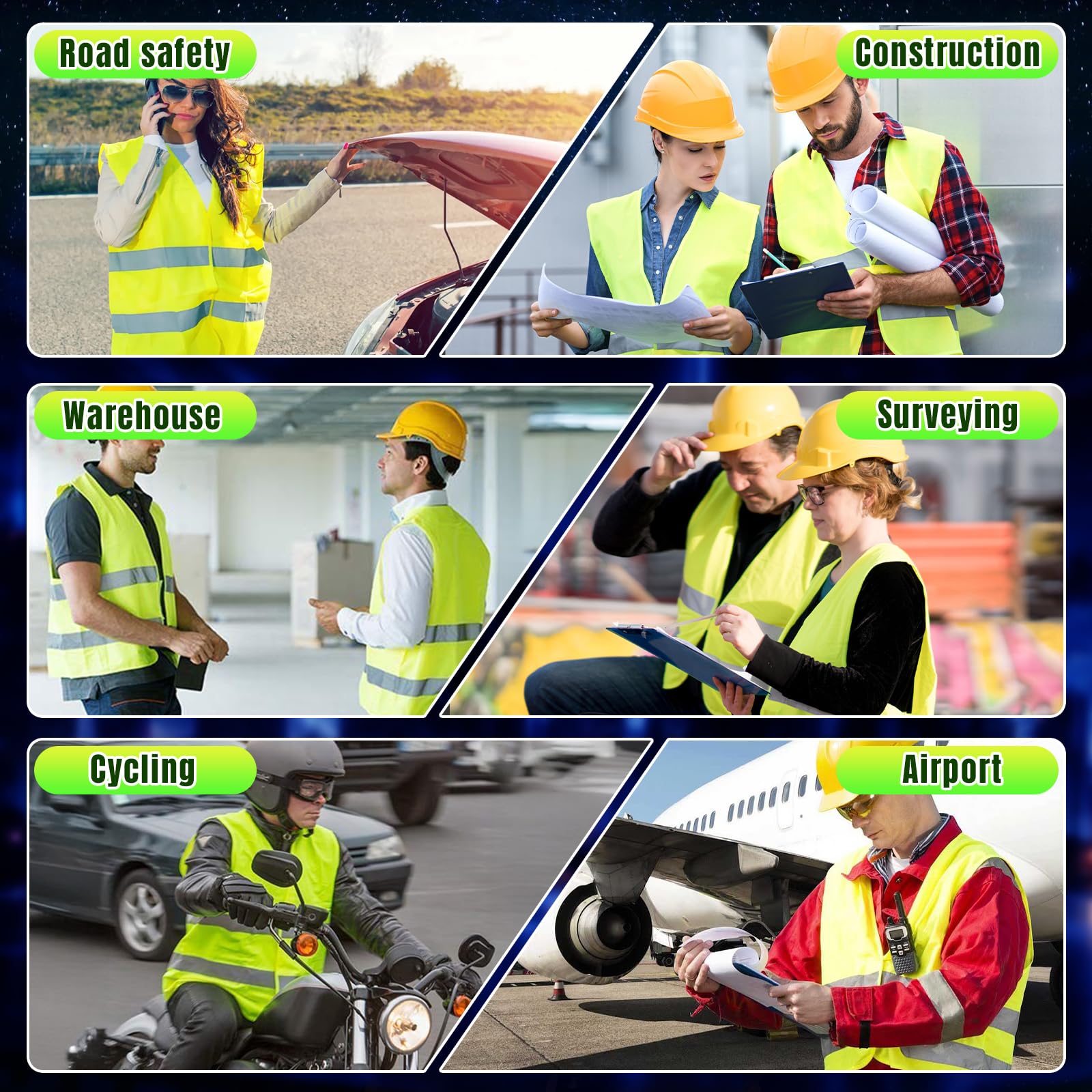GRIRDDIV 6 Chaleco Reflectante Homologado Set, Chalecos Reflectantes Seguridad, Reflectantes para Coche, de Seguridad de Alta Visibilidad para Conductor, Limpiadores — view 6