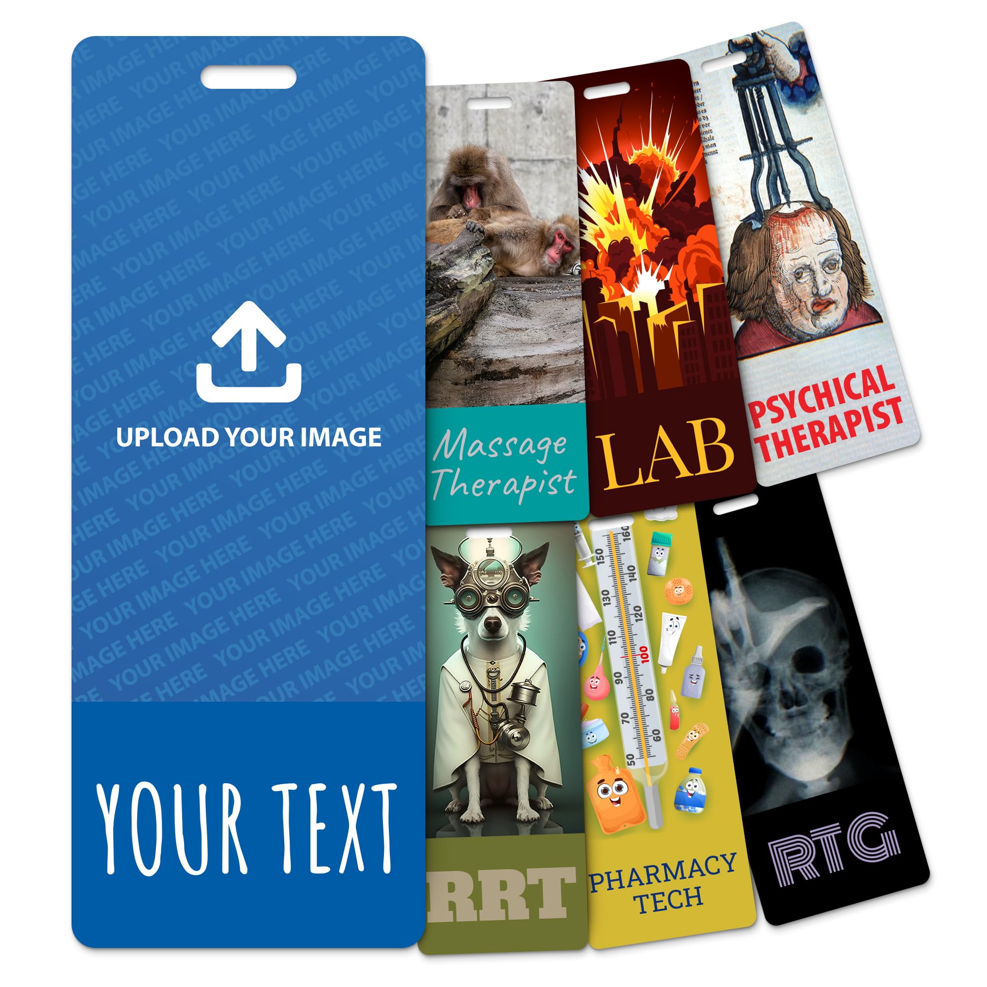 Personalized Image Badge Buddy - Vertical Oversized - Print On Both Sides - Multiple Colors and Fonts to Choose from