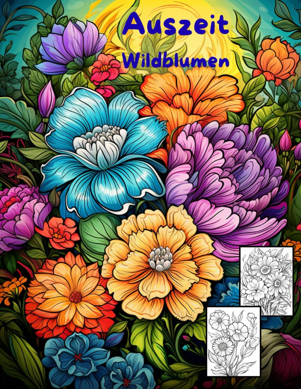 AUSZEIT Wildblumen -Malbuch für Erwachsene -Entspannung und Stressabbau: -Ausmalbilder -nimm dir Zeit -für dich -50 atemberaubende Motive -Anti-Stress
