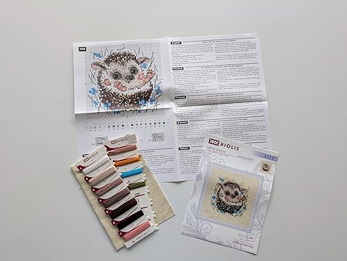 Miniatura 4 de RIOLIS - Little Hedgehog 1753, kits de punto de cruz de animales 5,12" x 5,12, kits de punto de cruz para principiantes y avanzados, kit de punto de