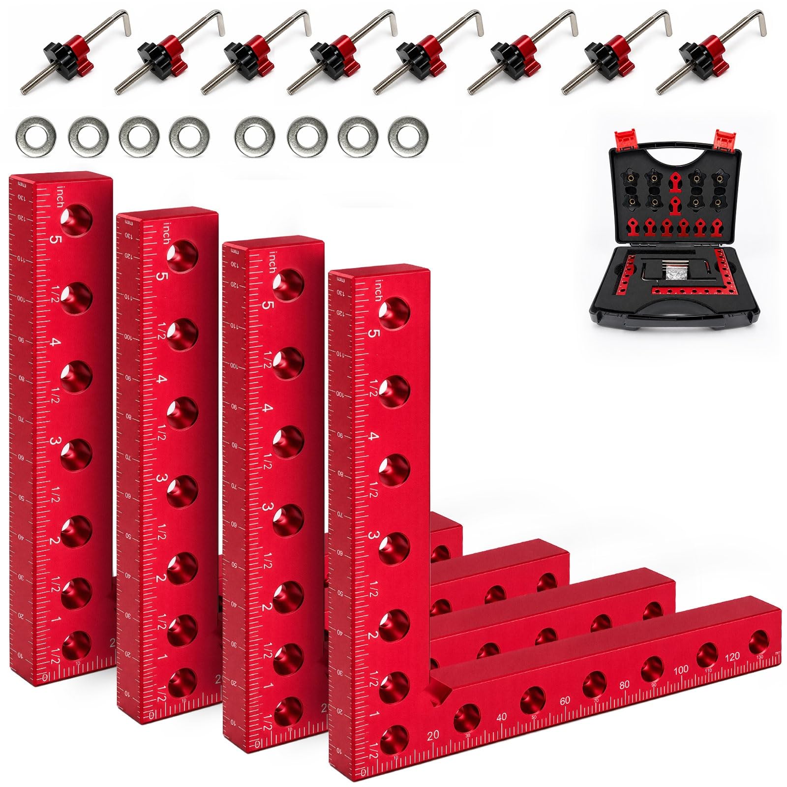 4 Pack Right Angle Clamps for Woodwork,140mm Aluminum for Frames,DIY