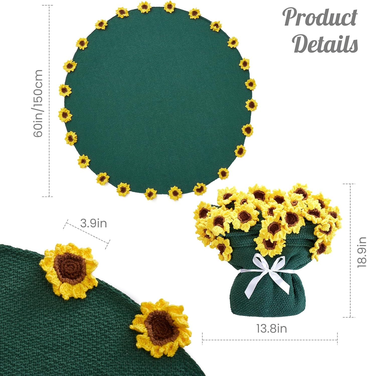 Flower Bouquet Blanket, Valentines Day Gifts for Her Wife Girlfriend Grandkids Mom,Completed Crochet Flower Blanket,Soft Knitted Throw Blankets,Housewarming Gifts for Birthday Anniversary(Sunflowers) - Image 7