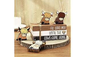 Highland Cow Wooden Tiered Tray Decor: Rustic Farmhouse Charm for Any Occasion