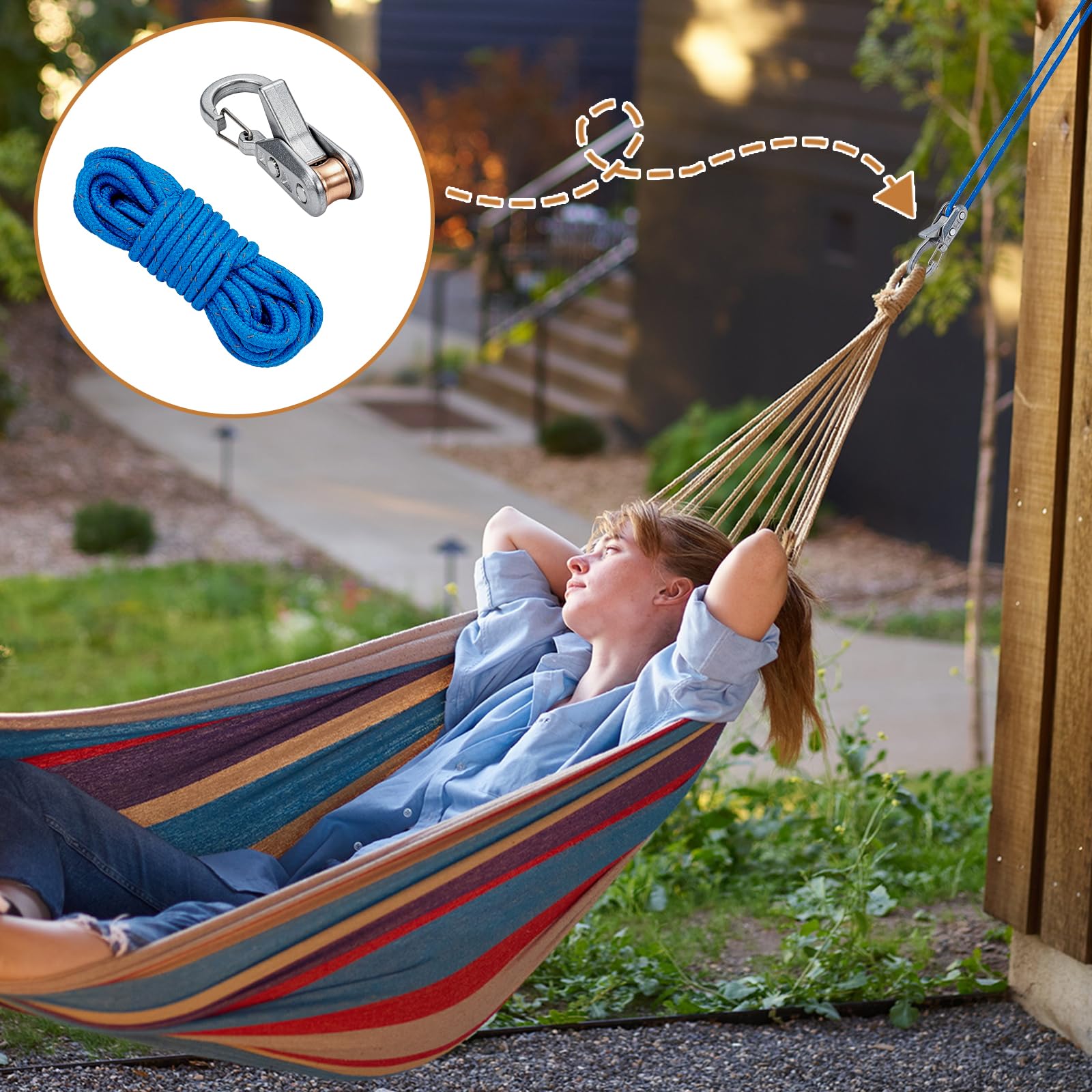 8er-Set Seile mit Seilrollenspanner, Robustes, einziehbares Seilspannwerkzeug, Outdoor-Seilwerkzeug mit arretierbarem Spanner für Camping, Wandern, Bootfahren und den Haushalt