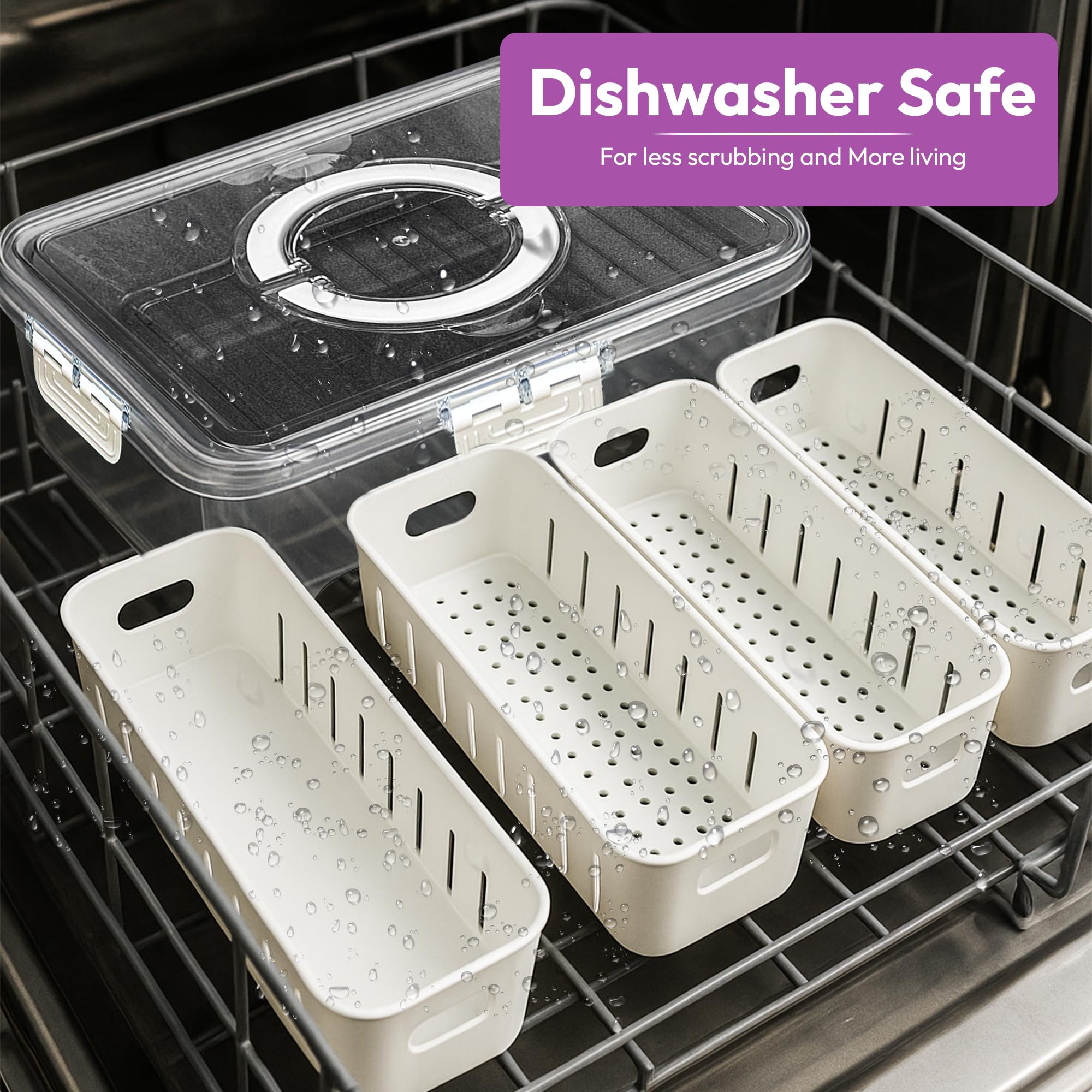 [Apto para lavavajillas] Contenedores de barra de ensalada para refrigerador, recipientes de verduras para refrigerador, recipientes de preparación de ensaladas para refrigerador, bandeja de verduras 6