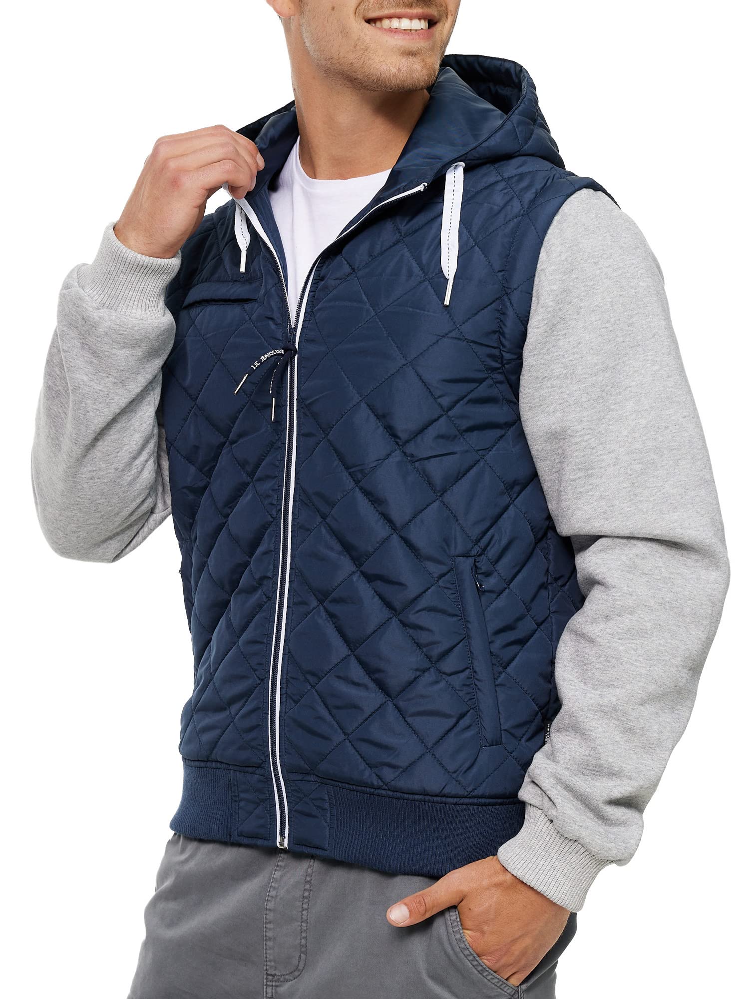 Indicode Herren Harry Jacke mit Kapuze und abnehmbaren Ärmeln Steppweste