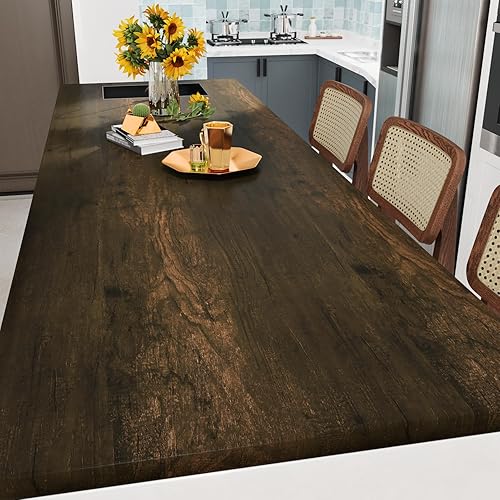 Miniatura 9 de WESTICK Papel de contacto de madera para despegar y pegar, papel tapiz de vinilo de madera, papel de contacto de grano de madera envejecida para