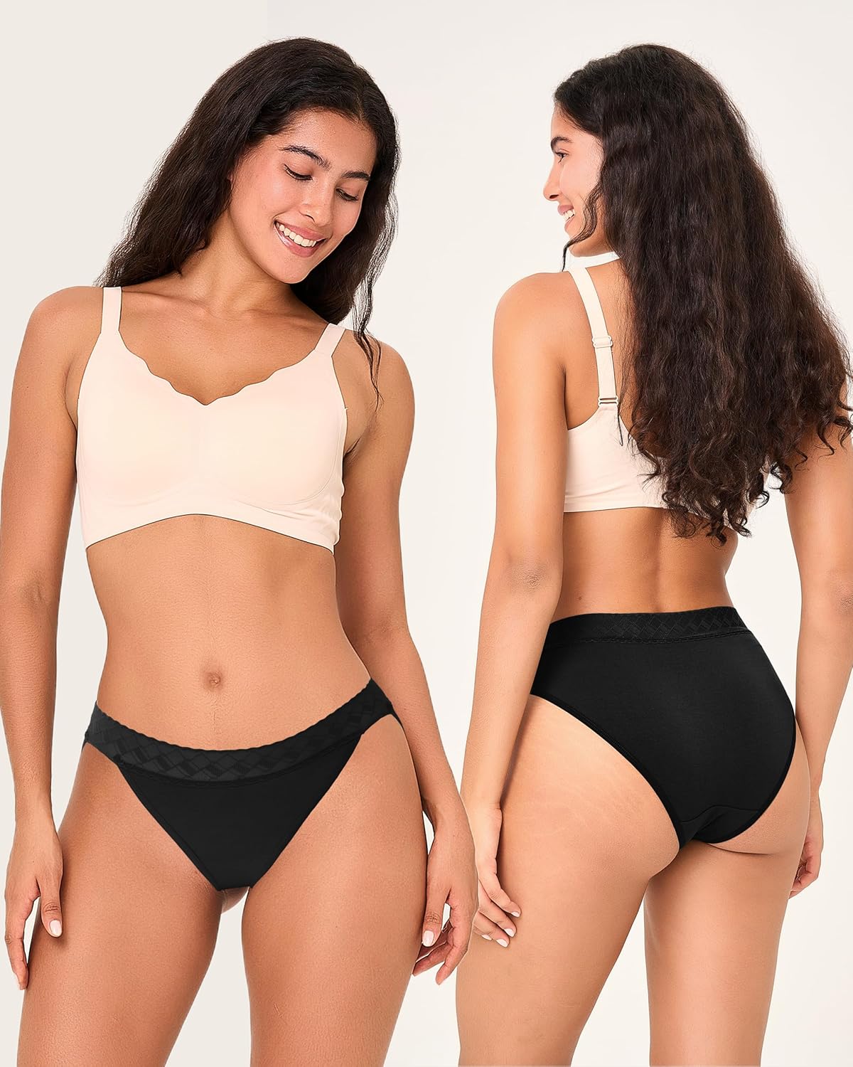 BAMBOO COOL Women's Bikini High Cut Lace Underwear for Women Breathable Moisture-Wicking Ladies Panties, 6-Pack - Image 3