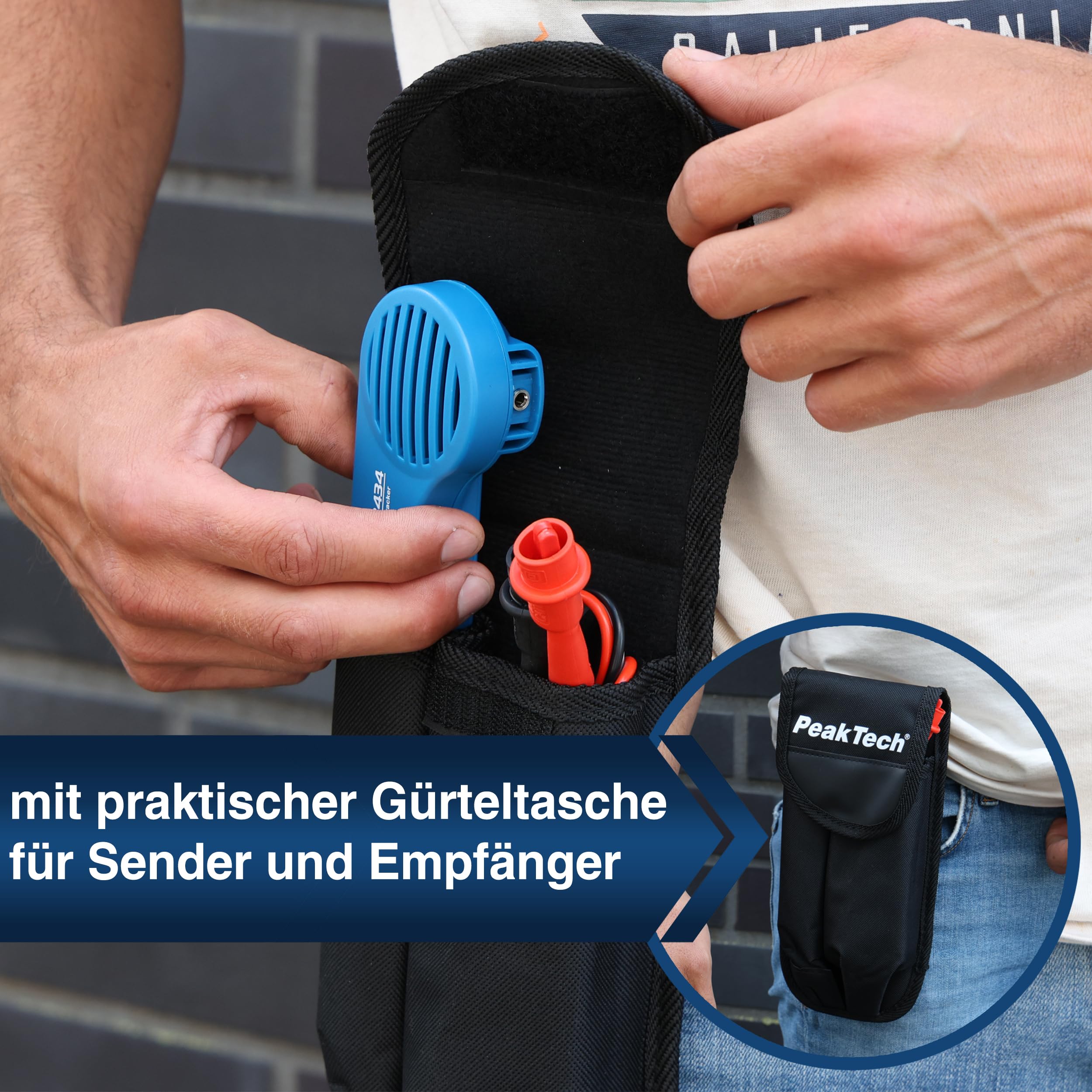 PeakTech P 3434 Leitungssuchgerät für Leitungen & Telefonkabel [3 Jahre Garantie] Leitungssucher mit Durchgangsprüfer & Tonsignal, Krokoklemmen, Telefon, RJ11, LAN Netzwerk Kabelfinder Leitungsfinder