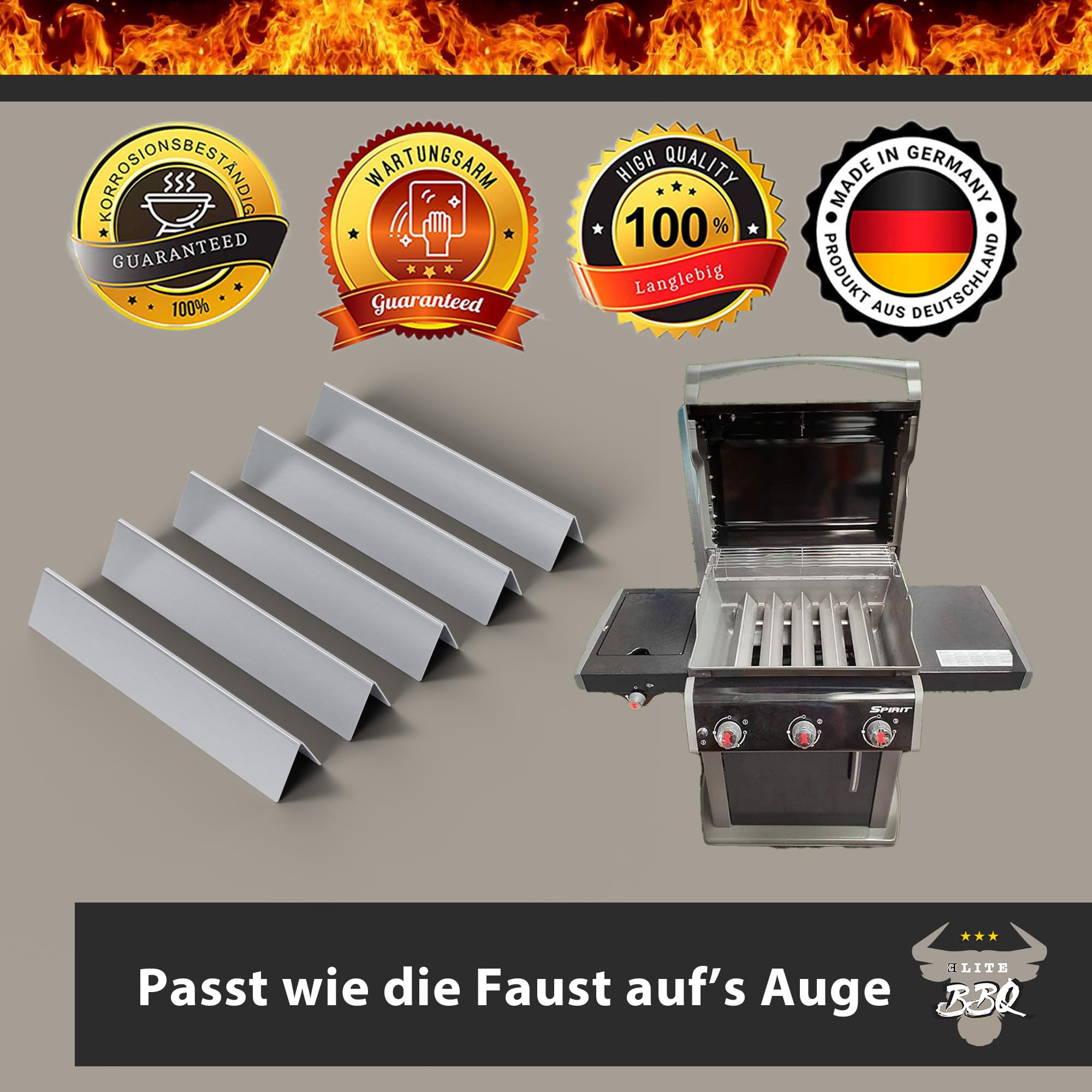 ELITE BBQ Rieles aromáticos adecuados para Weber Spirit 320, Flavorizer Bars Spirit 320, Flavorizer Bars Spirit 320, barras aromáticas de acero inoxidable, Weber Flavorizer Bars Spirit 320, Weber