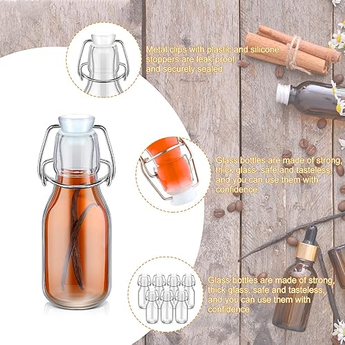 Miniatura 3 de Botellas de vidrio pequeñas con tapa abatible de 3.5 onzas, botella de vidrio transparente con tapas, botellas de extracto de vainilla con