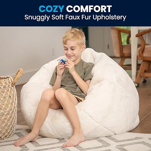 Miniatura 101 de Flash Furniture Dillon - Puf de sherpa, silla clásica recargable para niños y adolescentes, pequeña, natural Negro -,Negro Peludo,Blush