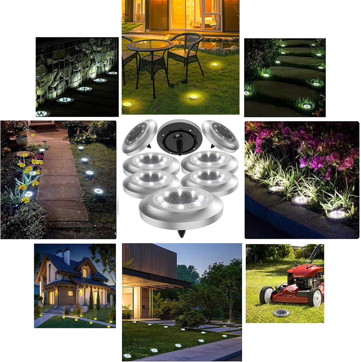 Solar Lights Outdoor,12 Pack Solar Garden Lights for Pathway,Yard,Deck,Lawn,Patio,Walkway,Driveway,Step（Brightwhite）