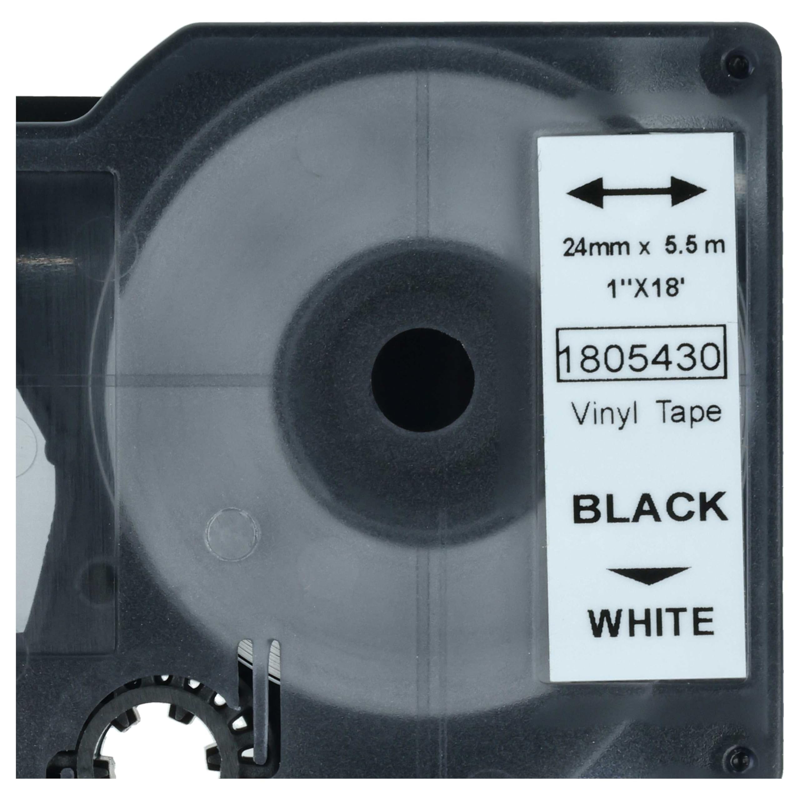 vhbw 5x Schriftband-Kassette Ersatz für Dymo 1805430 für Etiketten-Drucker 5,5m x 24mm Schwarz auf Weiß, Vinyl