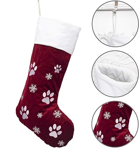 Miniatura 4 de GEX Medias de Navidad personalizadas para mascotas, etiqueta de nombre personalizada para gatos y perros, 22 pulgadas, forro acolchado grande,
