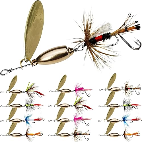 VMSIXVM Señuelos de trucha, spinners de trucha, cola de gallo, señuelos de pesca para lucio, salmón y lucio, kit de hilanderos de pesca, señuelos de
