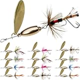 Trout Lures Fishing Spinnerbaits&comma; Rooster Bait Tail Hard Metal Brass Spinner Baits Trout Fishing Lures for Bass Salmon Pike Freshwater Saltwater