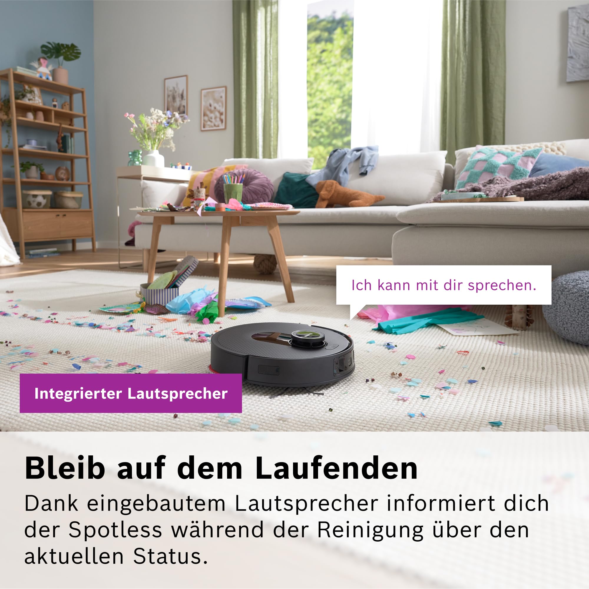 Bosch Spotless Max BCRDW3B Saugroboter mit Wischfunktion, 11.000 Pa Saugkraft, rotierende Wischpads, Nass-Trocken-Servicestation, Selbstreinigung, Smart Vision Navigation, Steuerung per App, schwarz