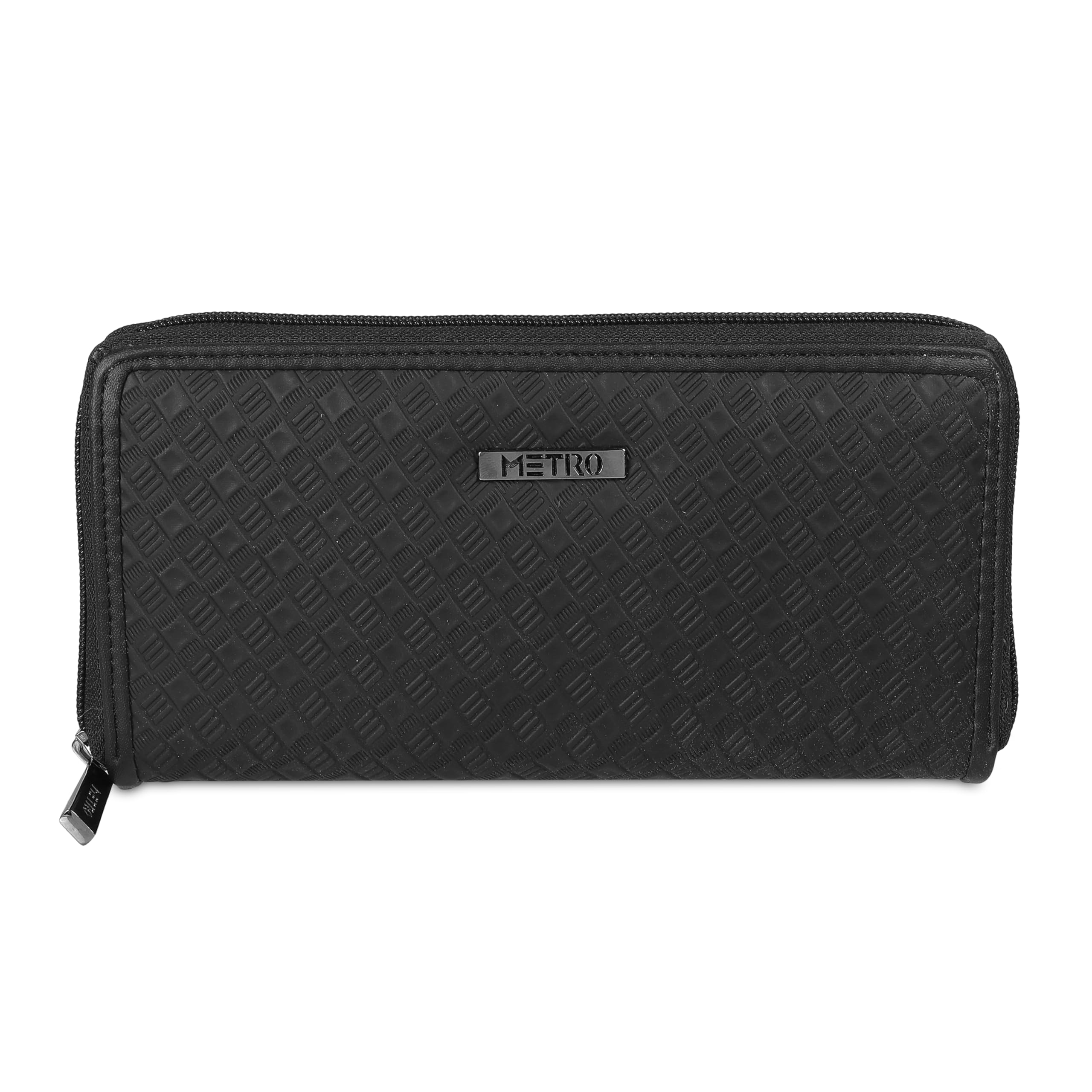 Women Black Faux Leather Casual Clutch with Premium Metal Logo (95-136)-image-23