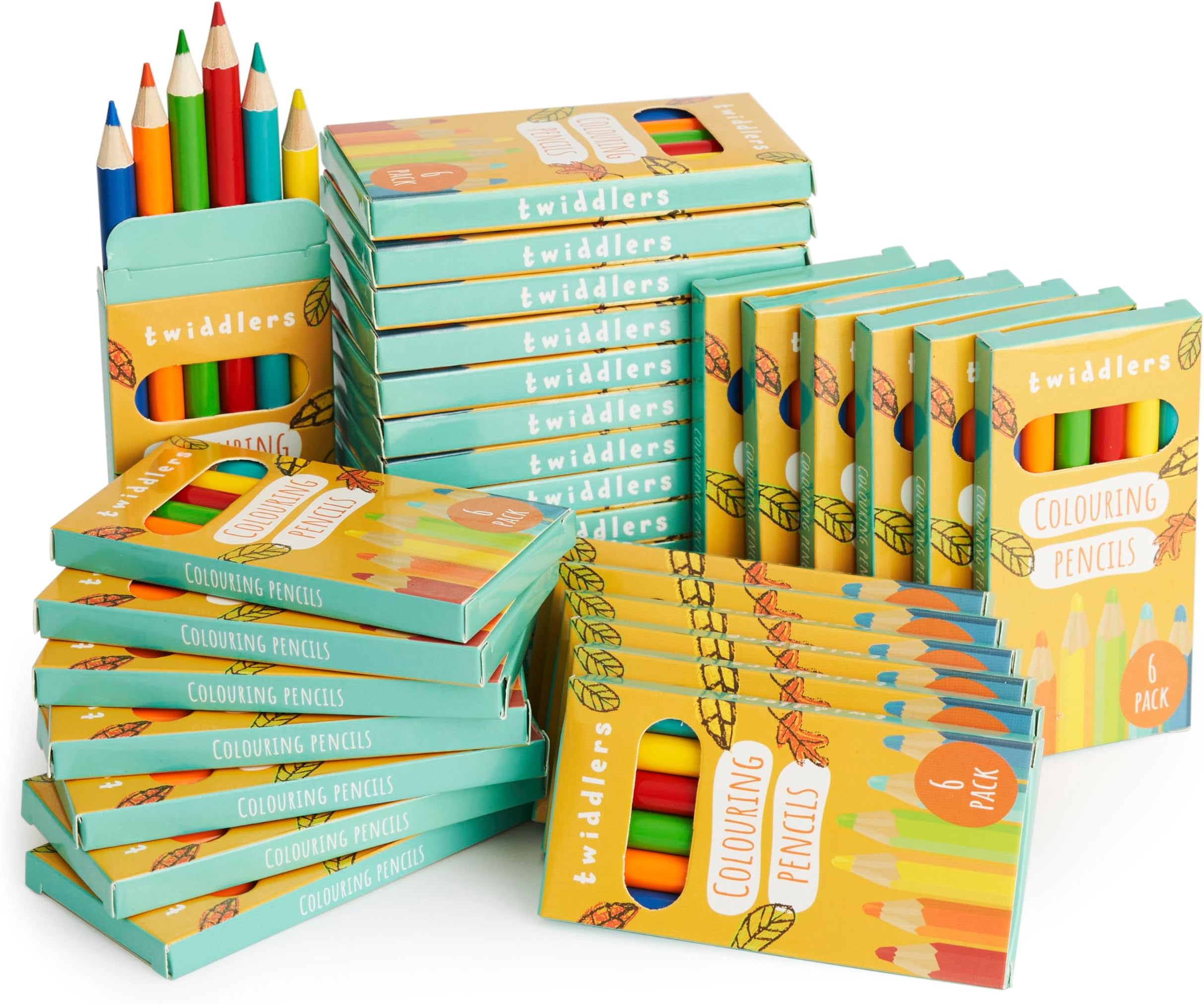 30 Mini Colored Pencils Boxes (6 Pencils Each) 180 Bulk Mini Coloring Pencil Goodie Bag Stuffers for Kids, Small Individual Packs for Classroom Prizes, Teachers, Party Favors