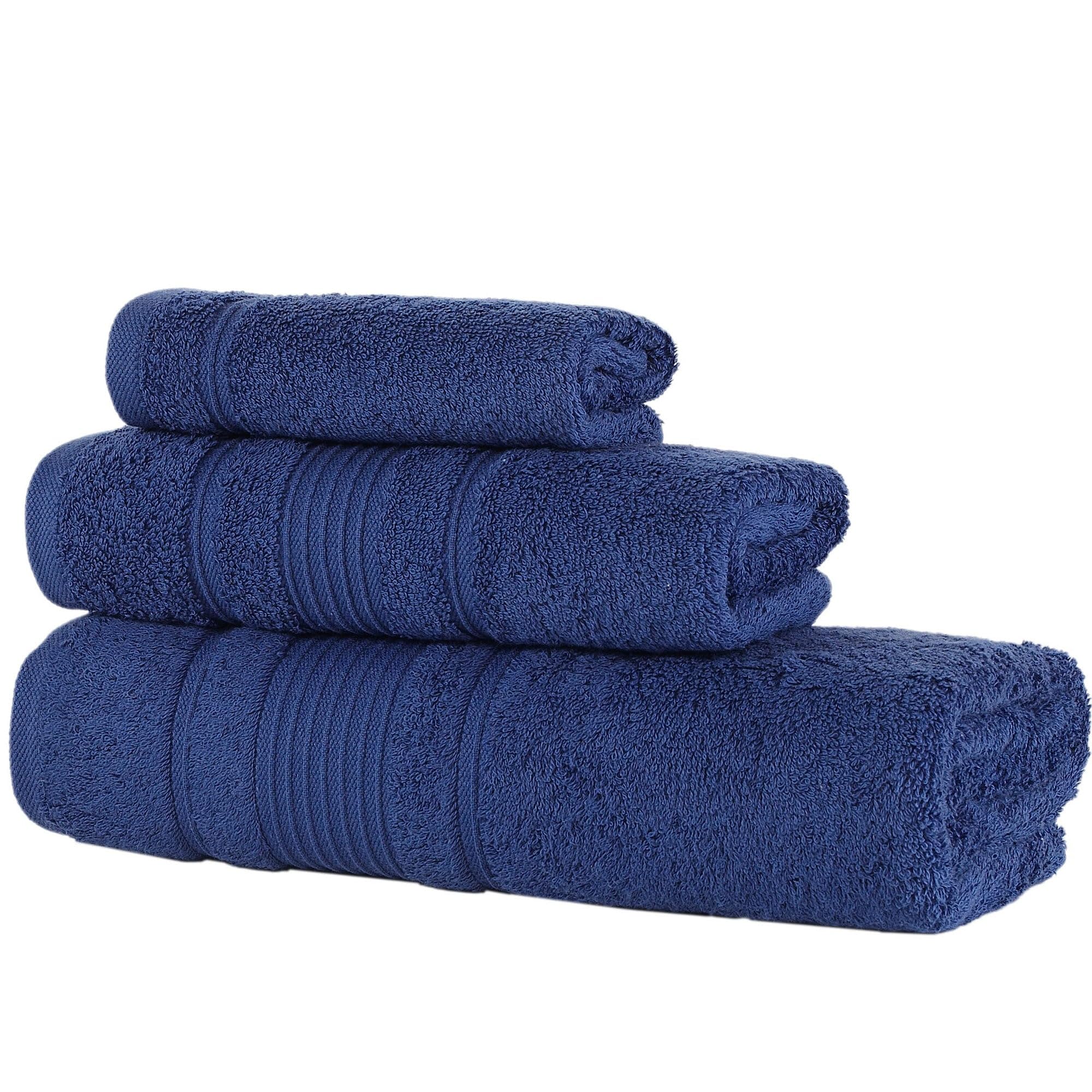 Juego de toallas personalizadas de 3 piezas, baño, mano y toallita, 100% algodón, suave y absorbente, nombre bordado o monograma, toallas de hotel para baño, spa, hotel, boda y regalo, color azul